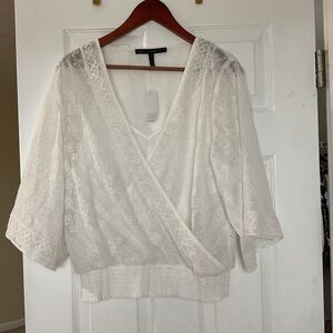 White House Black Market Cream Kimono Blouse
